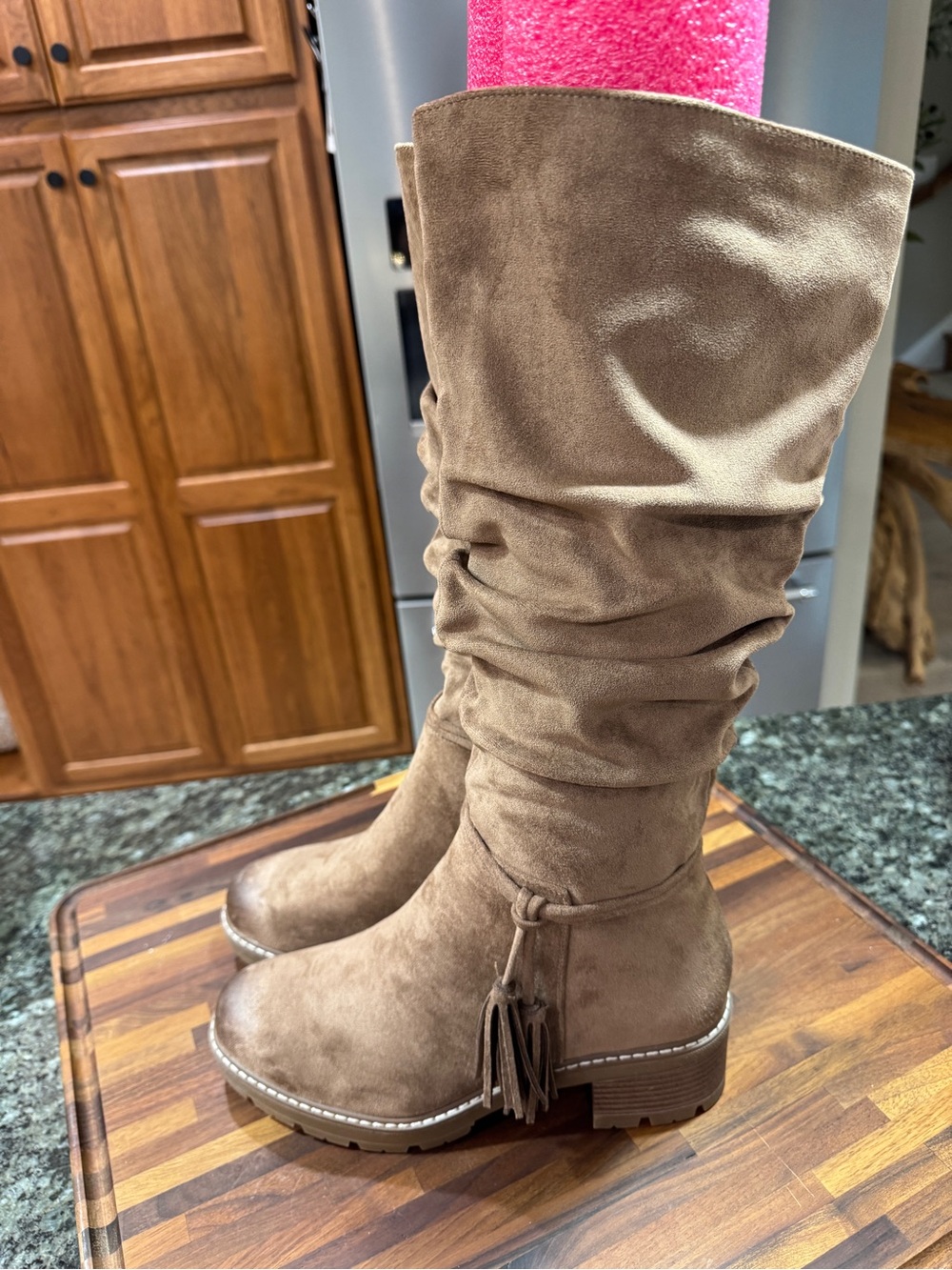 Natural Reflections Slouchy Tassel Mid-Calf Boots in Brown